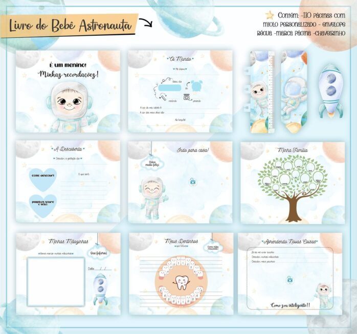 Livro Do Bebê Astronauta Aquarela