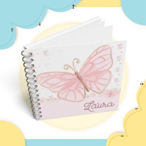 Livro do Bebê Borboleta Digital para Imprimir 10 Caderno espiral com capa rosa decorada com ilustração de borboleta delicada