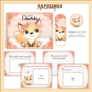 Livro do Bebê Raposinha Menina Kit Digital para Imprimir 10 livro do bebe e caderneta raposinha menina arquivo digital