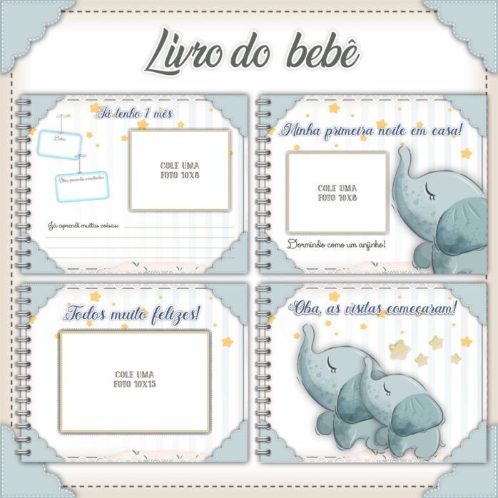 Livro do Bebê Elefantinho Cinza