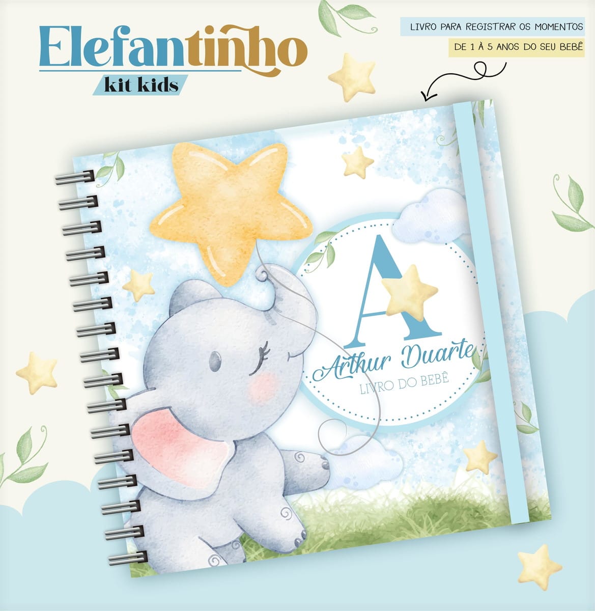 Livro do Bebê Elefantinho Menino Azul Arquivo Digital 1 Livro do Bebê Elefantinho Menino Azul Arquivo Digital