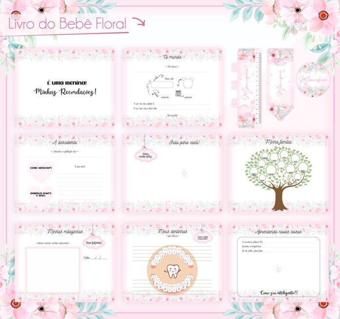 Livro Do Bebê Floral Delicado