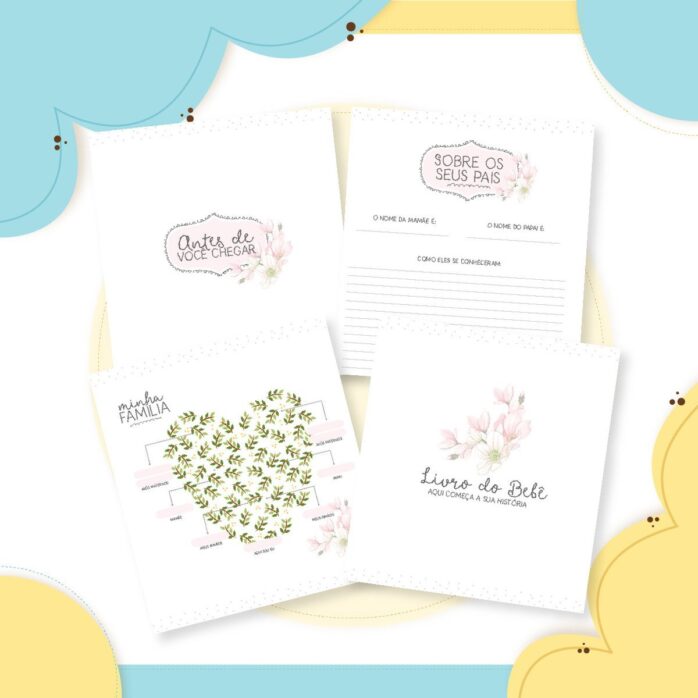 Livro do Bebê Floral Rosa