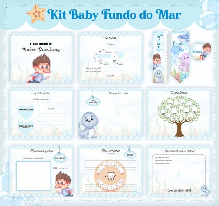 Livro do Bebê Fundo do Mar Azul Menino