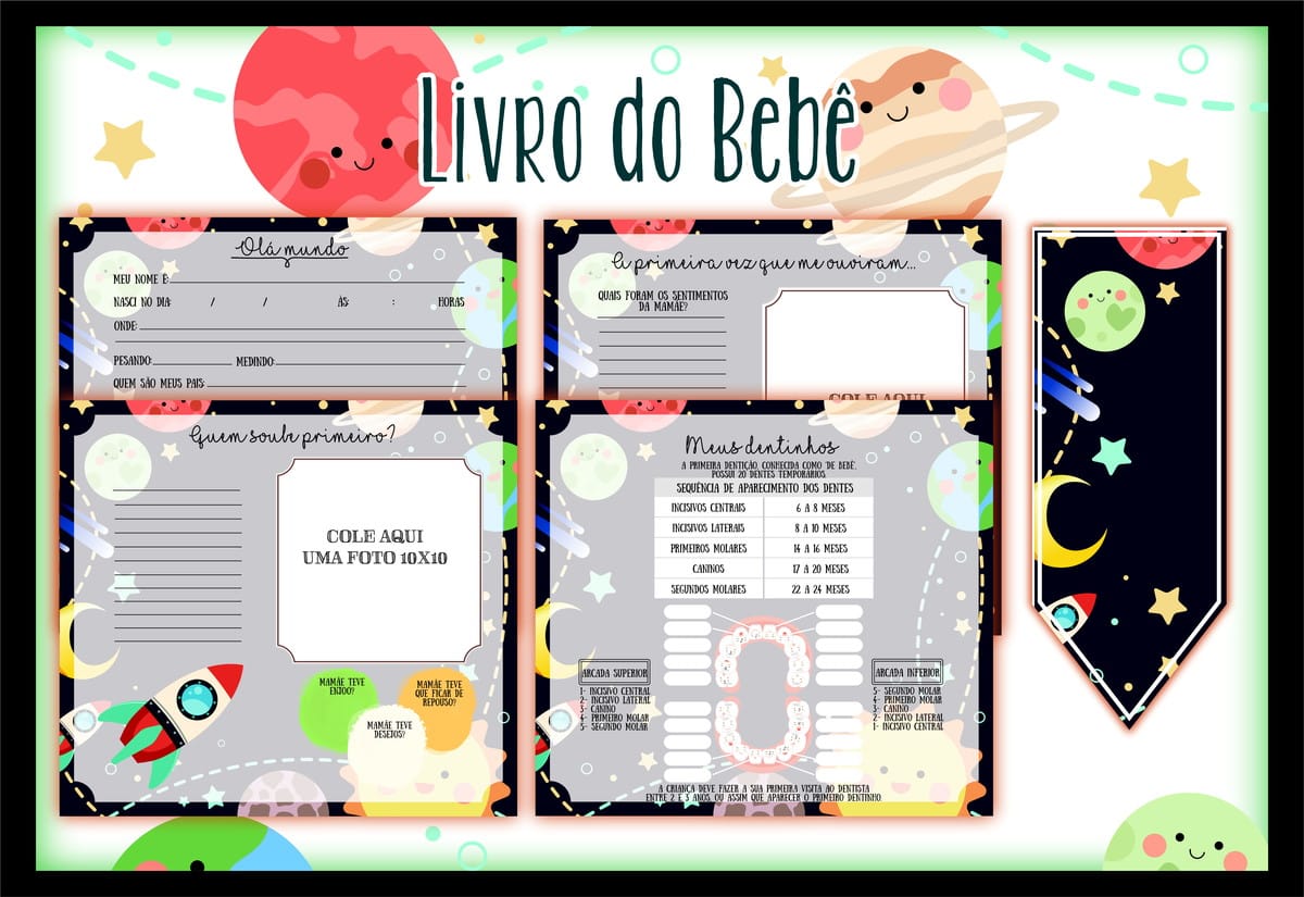 Livro do Bebê Galáxias Digital para Personalizar 96 Páginas 2 Livro do Bebê Galáxias Digital para Personalizar 96 Páginas