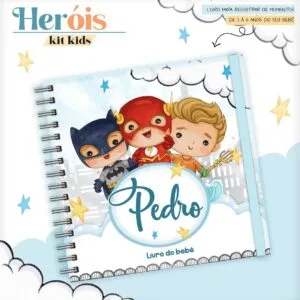 Livro do Bebê Heróis Cute 24 Capa de livro de bebê personalizada com ilustrações de super-heróis infantis.