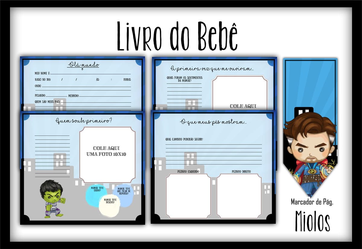 Livro do Bebê Heróis Digital 96 Páginas Personalizável 2 Livro do Bebê Heróis Digital 96 Páginas Personalizável