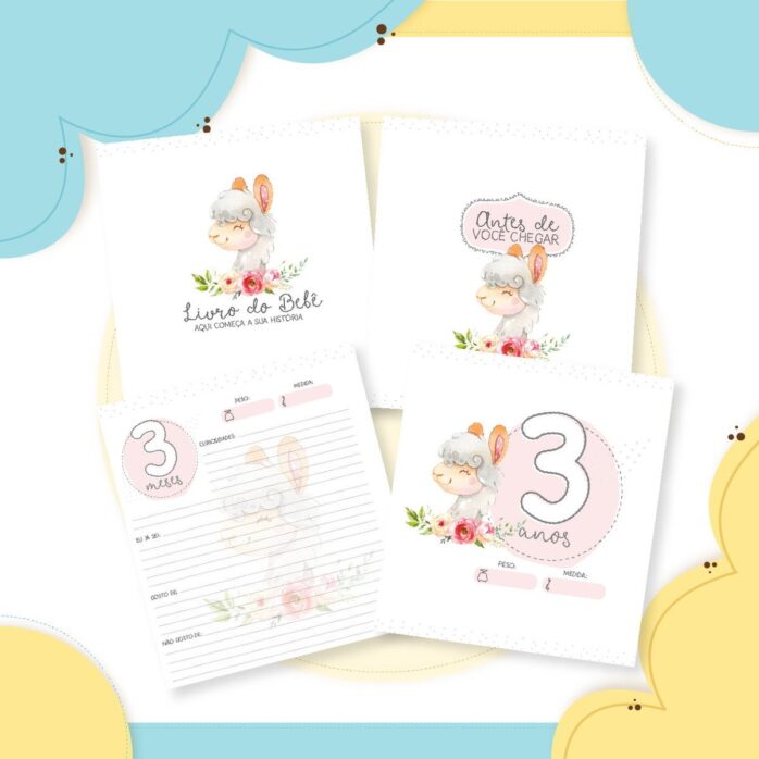 Livro do Bebê Lhama Floral