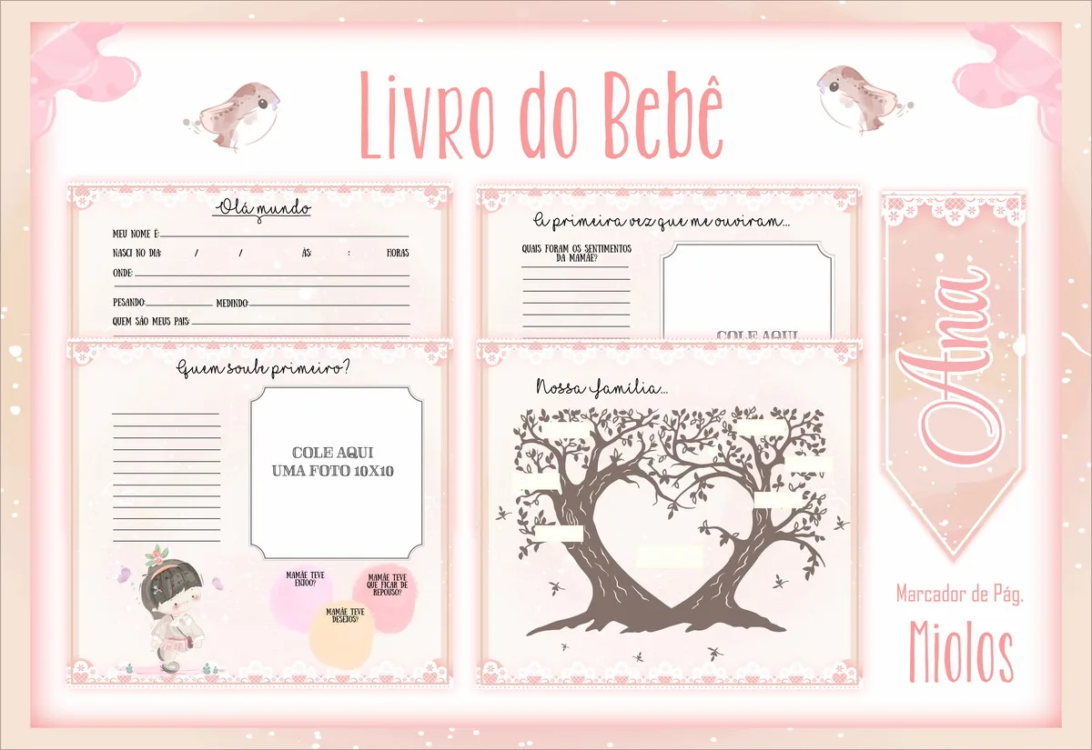 Livro do Bebê Menina Aquarela 2 Livro do Bebê Menina Aquarela