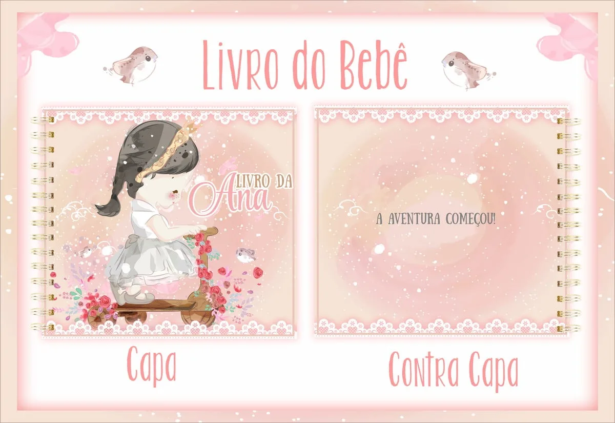 Livro do Bebê Menina Aquarela 1 Livro do Bebê Menina Aquarela