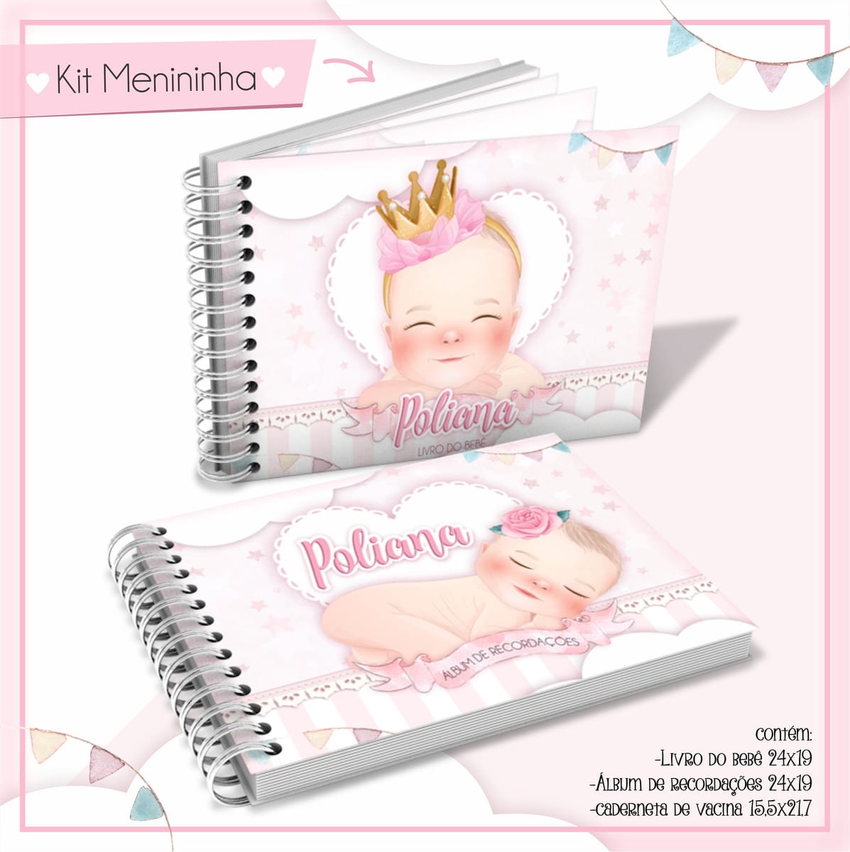 Livro do Bebê Menininha Digital para Personalizar 2 Livro do Bebê Menininha Digital para Personalizar - Imagem 2