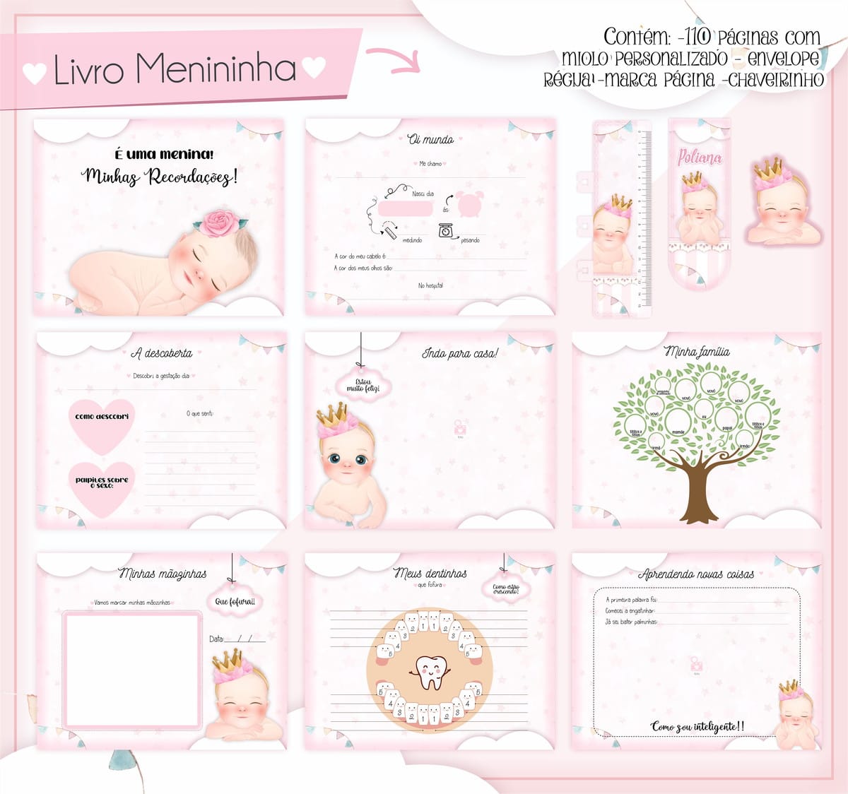 Livro do Bebê Menininha Digital para Personalizar 3 Livro do Bebê Menininha Digital para Personalizar - Imagem 3