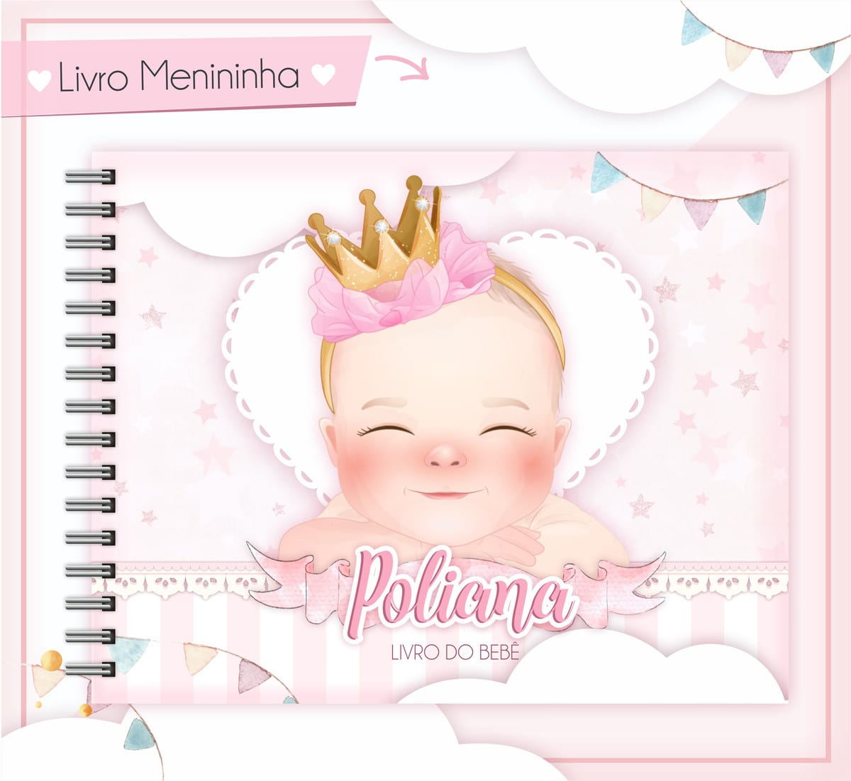 Livro do Bebê Menininha Digital para Personalizar 1 Livro do Bebê Menininha Digital para Personalizar