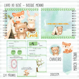 Livro do Bebê Menino Tema Floresta Arquivo Digital PDF
