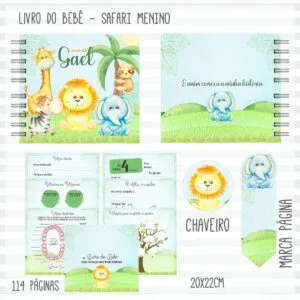 Livro do Bebê Safari Menino Verde