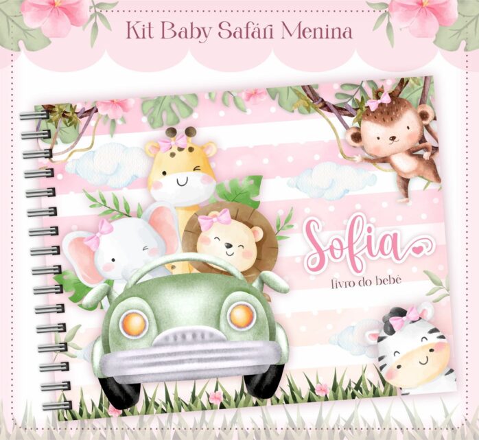 Livro do Bebê Safari Rosa Menina