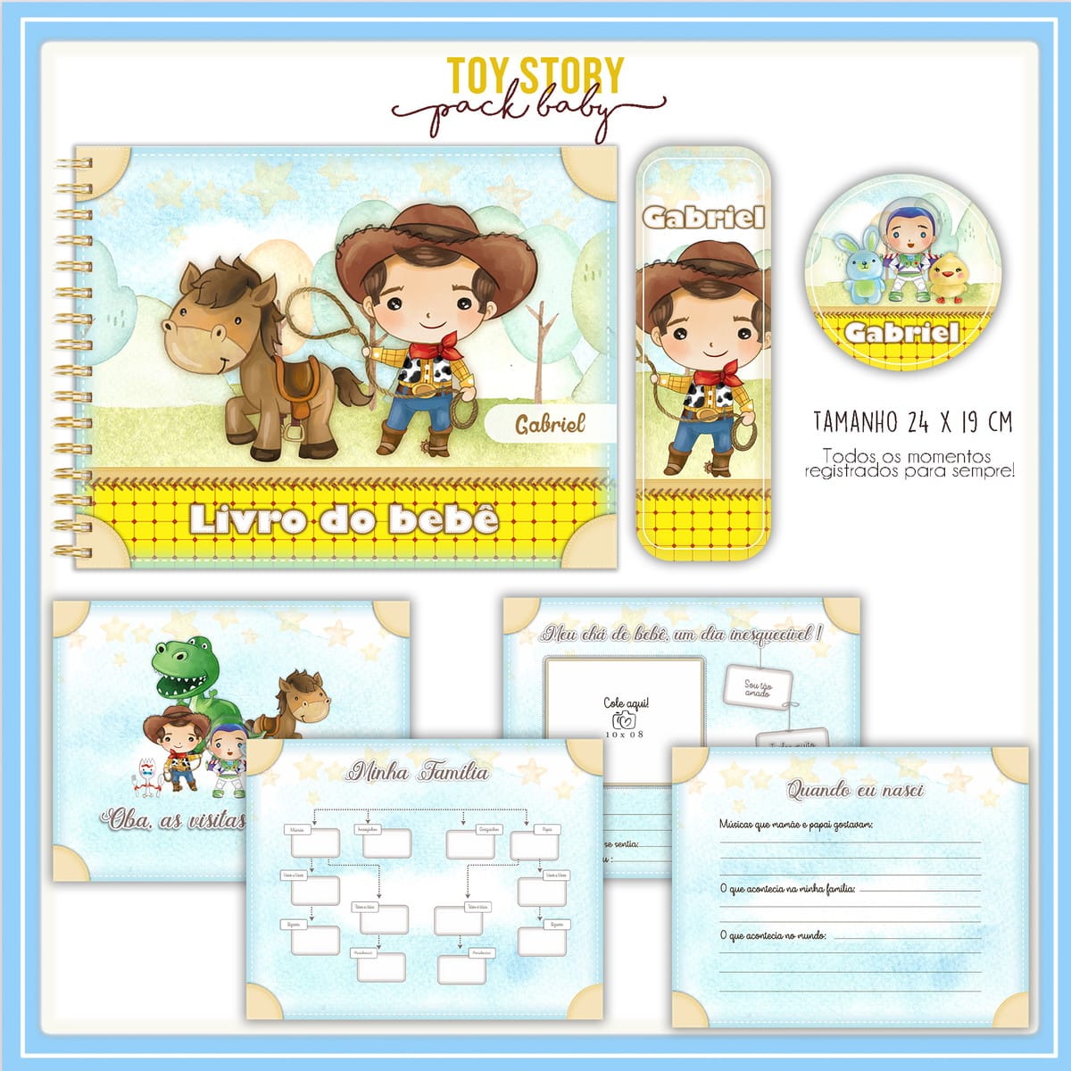 Livro do Bebê Toy Story Digital para Personalizar 1 Livro do Bebê Toy Story Digital para Personalizar