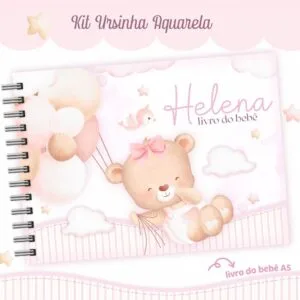 Livro do Bebê Ursinha Aquarela Rosa 10 Livro do Bebê Ursinha Aquarela Rosa