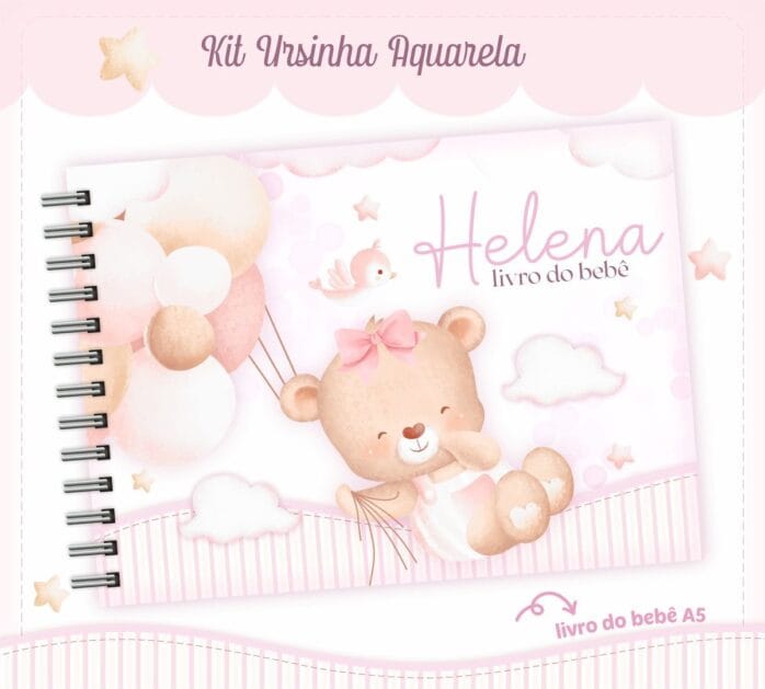 Livro do Bebê Ursinha Aquarela Rosa