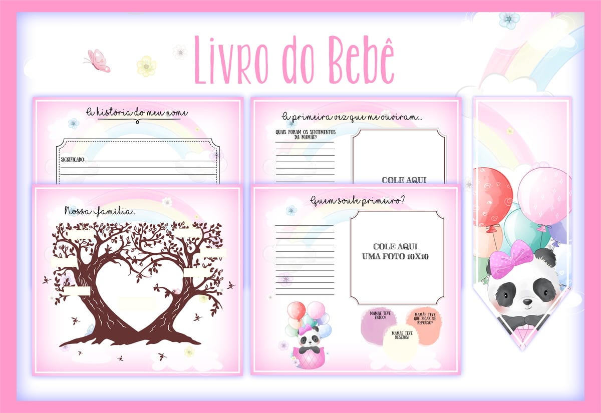 Livro do Bebê Ursinha Panda Digital para Personalizar 2 Livro do Bebê Ursinha Panda Digital para Personalizar - Imagem 2