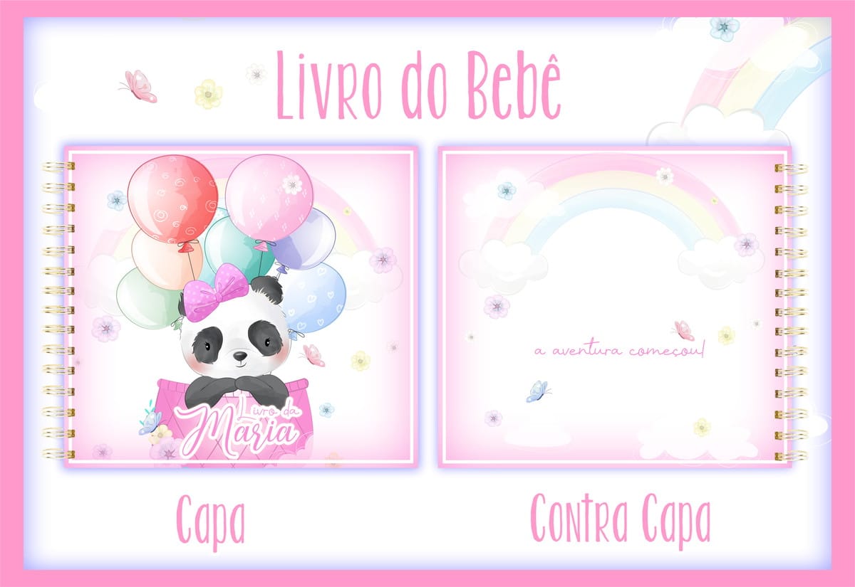 Livro do Bebê Ursinha Panda Digital para Personalizar 1 Livro do Bebê Ursinha Panda Digital para Personalizar
