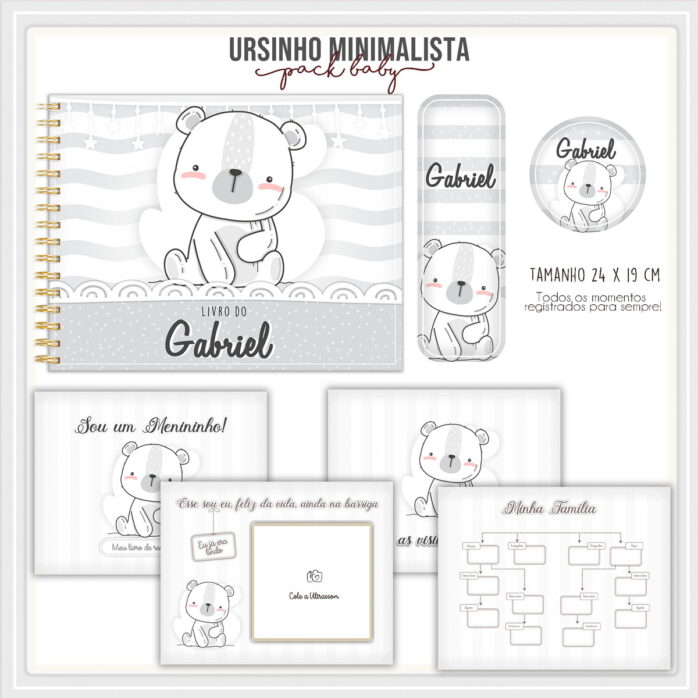 Livro do Bebê Ursinho Minimalista