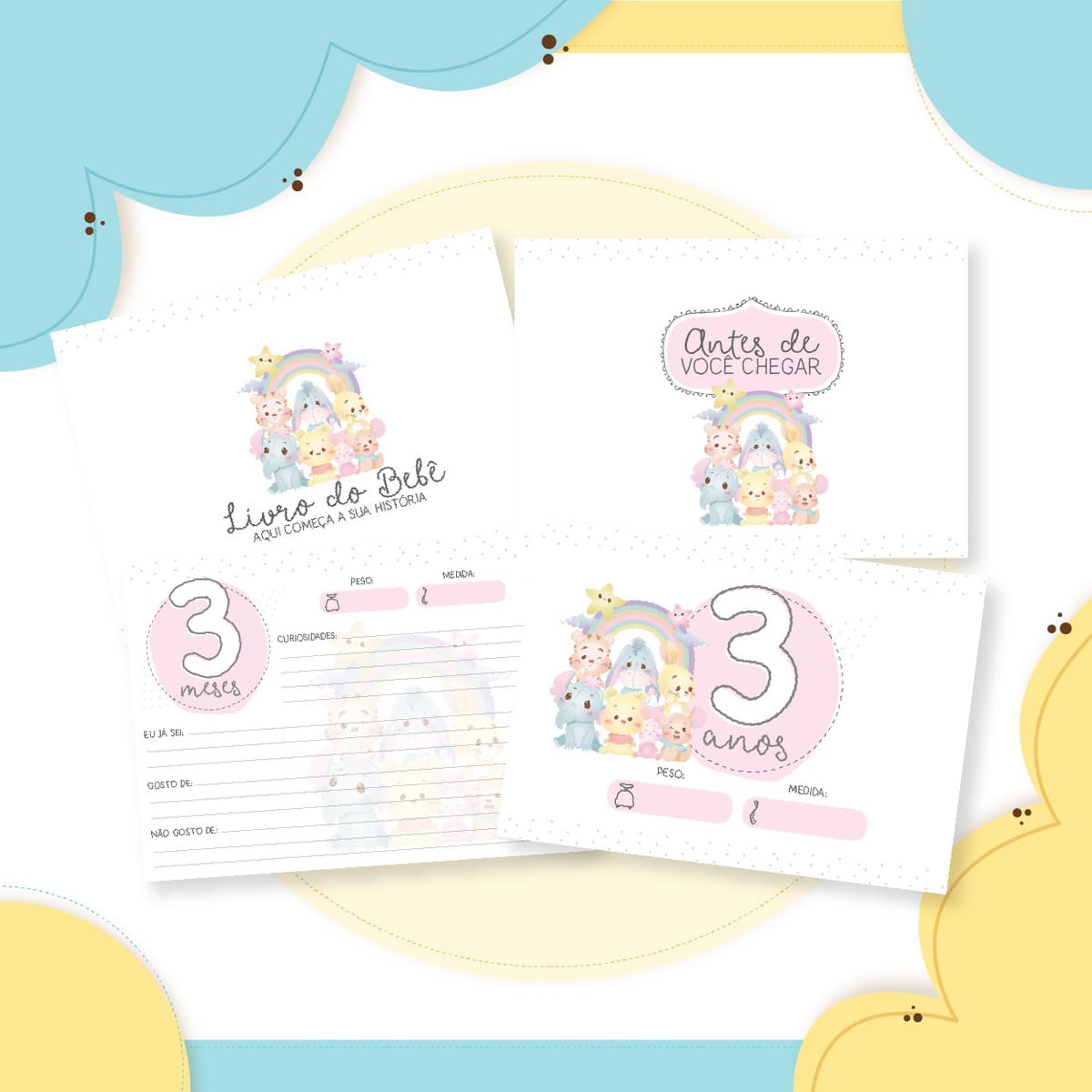 Livro do Bebê Ursinho Pooh Menina Digital para Imprimir 4 Livro do Bebê Ursinho Pooh Menina Digital para Imprimir