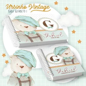 Livro e Caderneta Ursinho Vintage- Arquivo Digital
