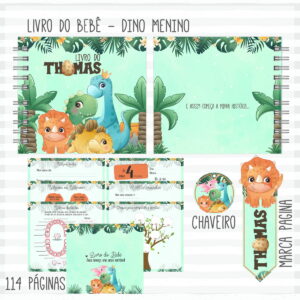 Livro do Bebê Dinossauro Menino com Caderneta de Vacinação 4 livro e caderneta vacina dino menino arquivo digital