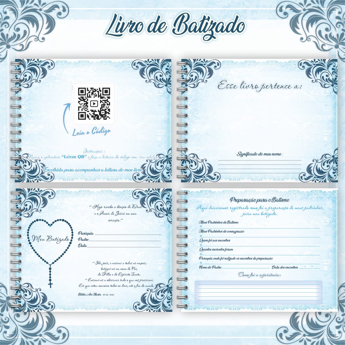 Kit Batizado Digital Azul com Livro e Caderno em PDF 3 Kit Batizado Digital Azul com Livro e Caderno em PDF - Imagem 3