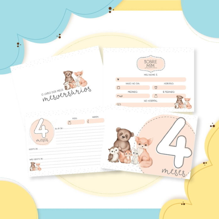 Livro Mêsversário Animais Menino