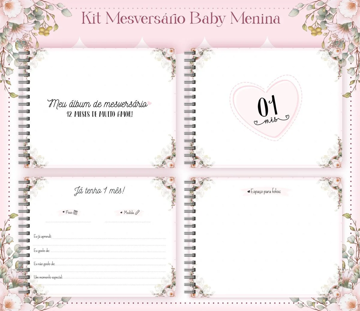 Livro Mesversário Baby Menina 2 Livro Mesversário Baby Menina
