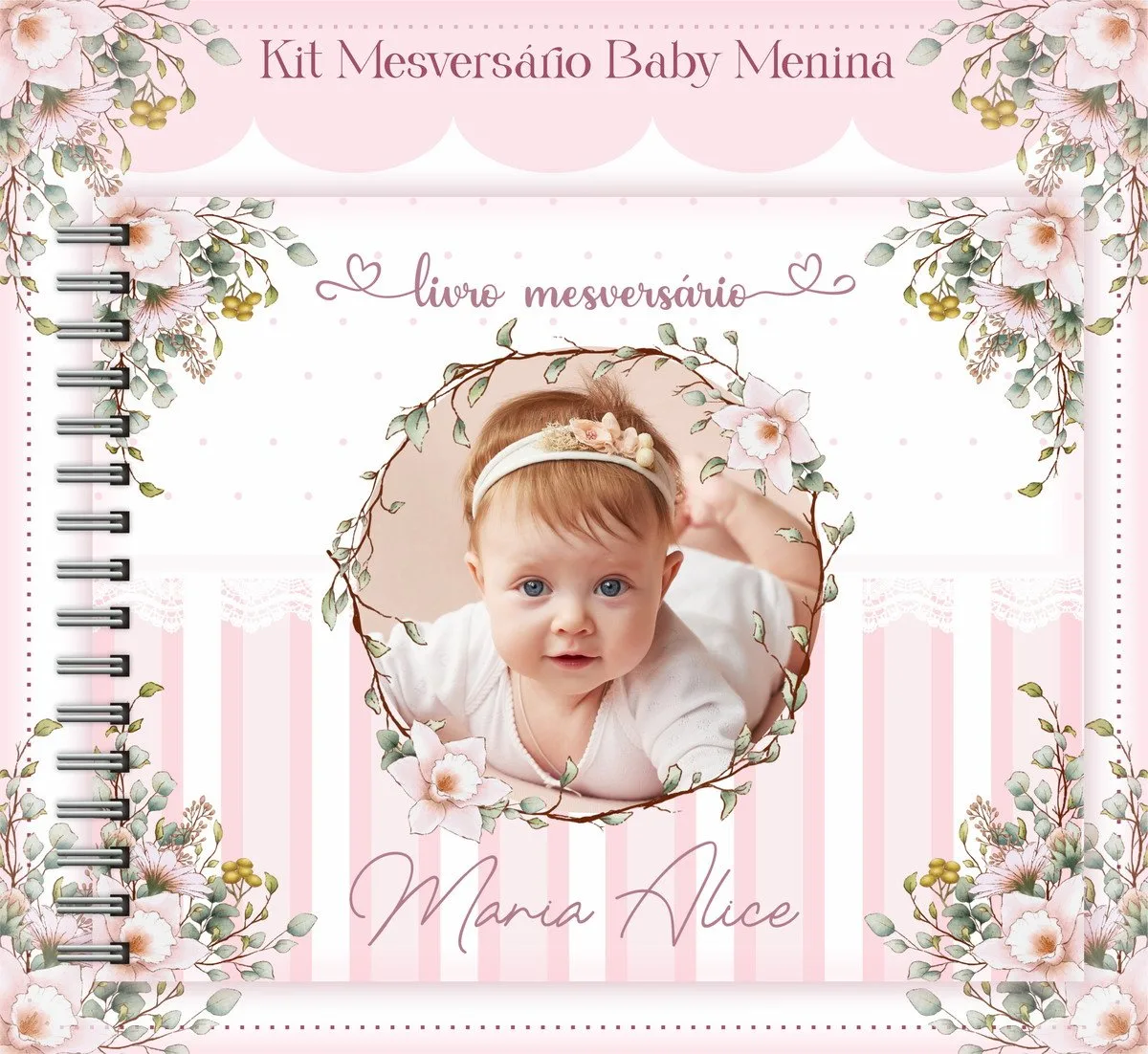 Livro Mesversário Baby Menina 1 Livro Mesversário Baby Menina