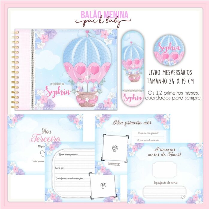 Livro Mesversário Balão Menina
