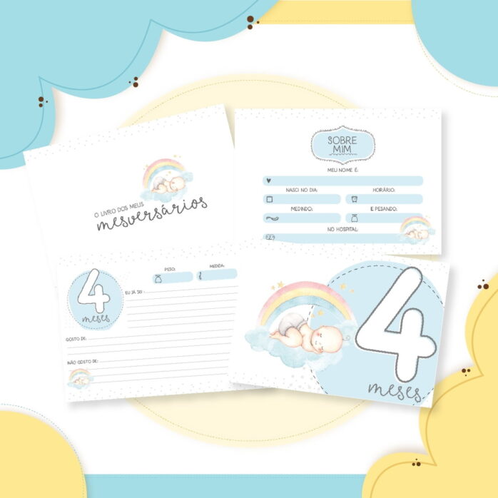 Livro Mêsversário Bebê Arco Irís Menino