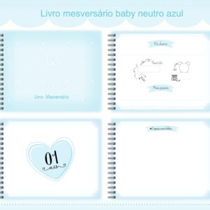 Livro Mesversário Neutro Azul Menino
