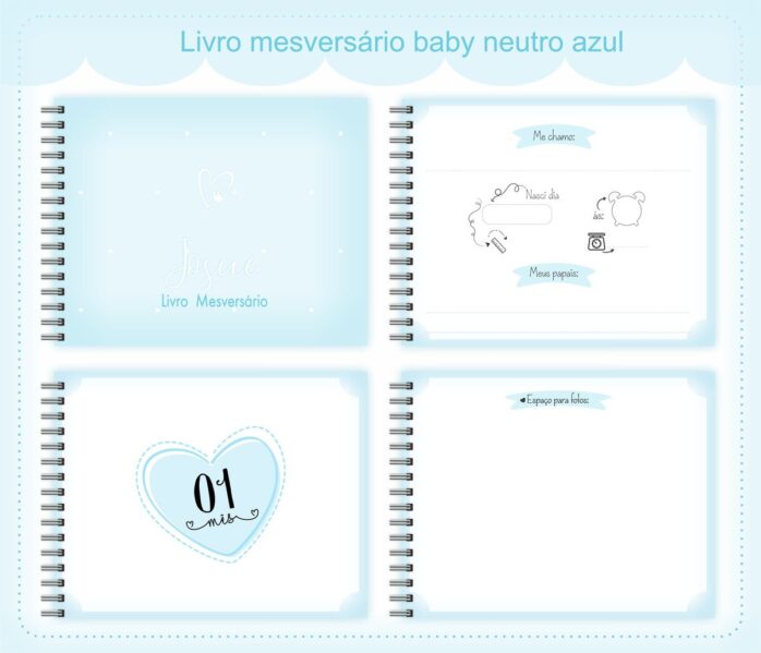 Livro Mesversário Neutro Azul Menino