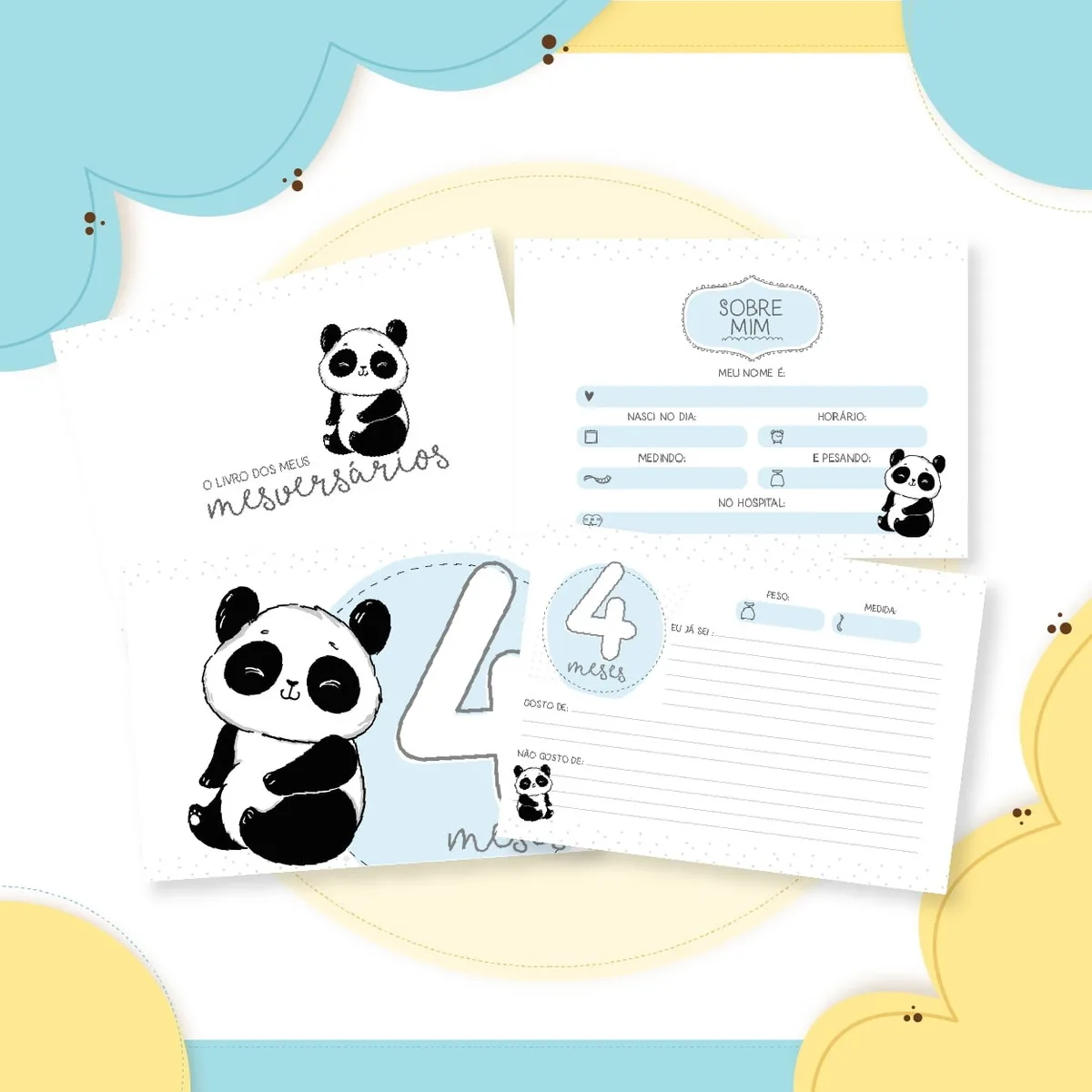 Livro Mêsversário Panda Menino 2 Livro Mêsversário Panda Menino