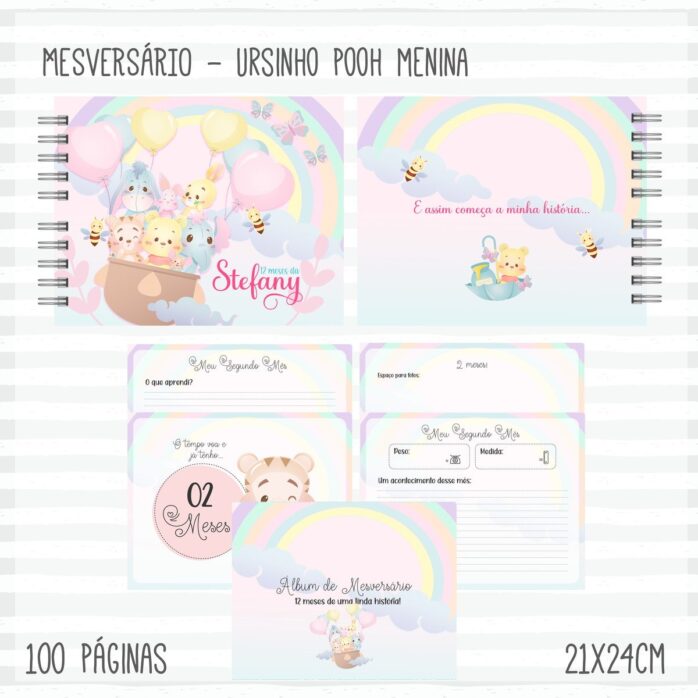 Livro Mêsversário Pooh Menina