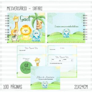 Livro Mêsversário Safari Menino Verde