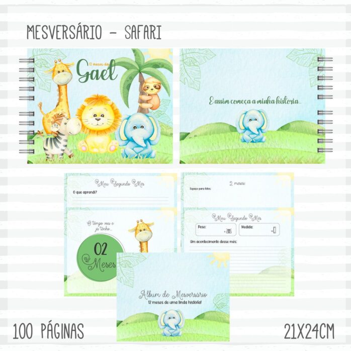 Livro Mêsversário Safari Menino Verde