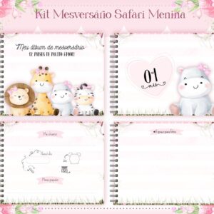 Livro Mesversário Safari Rosa Menina