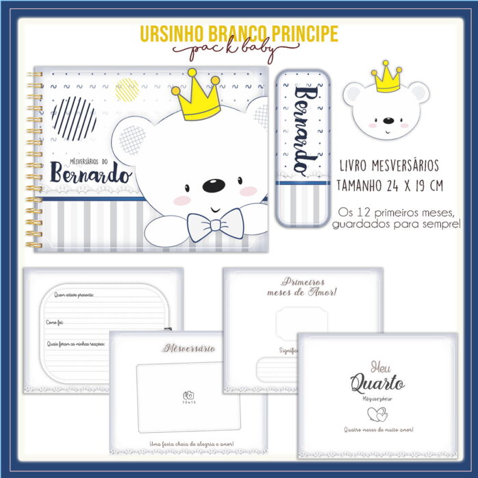 Livro Mesversário Ursinho Branco