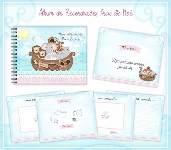 Livro Recordações Bebê Arca de Noé Menina