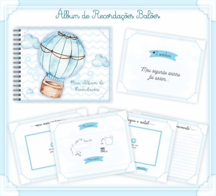 Livro Recordações Bebê Balões Menino