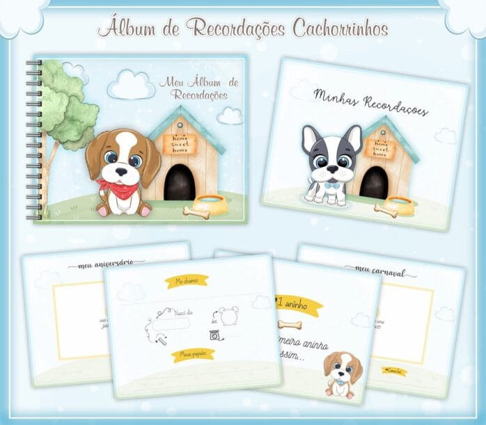 Livro Recordações Bebê Cachorrinhos