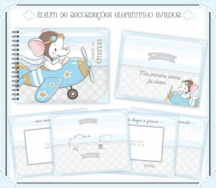 Livro Recordações Bebê Elefantinho Aviador