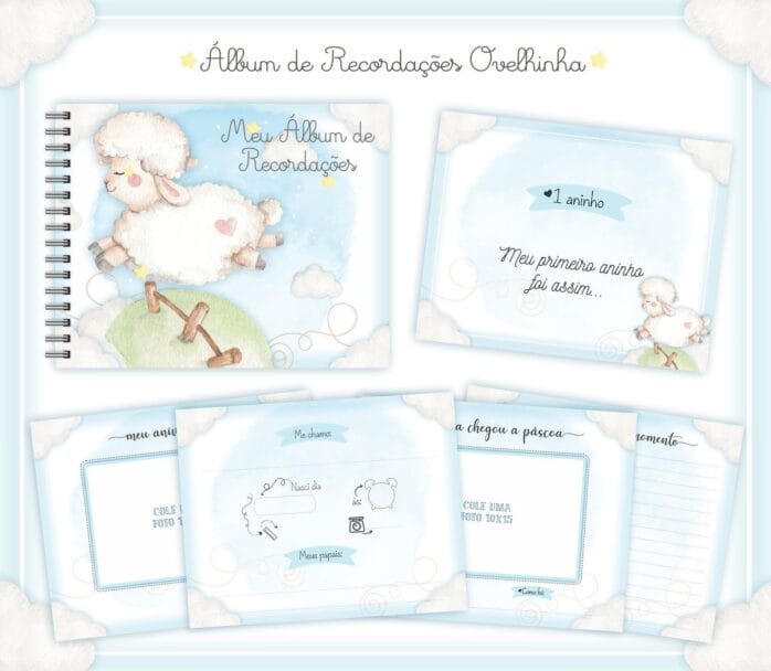 Livro Recordações Bebê Ovelha Menino