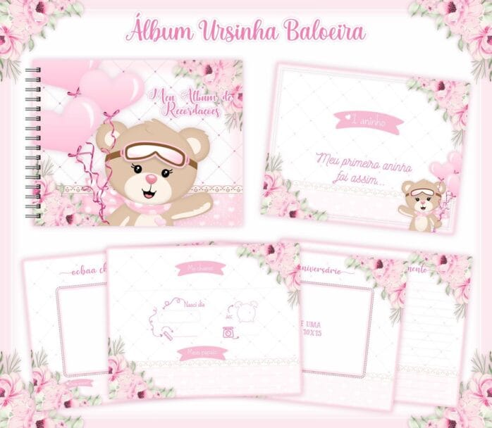 Livro Recordações Bebê Ursinha Baloeira
