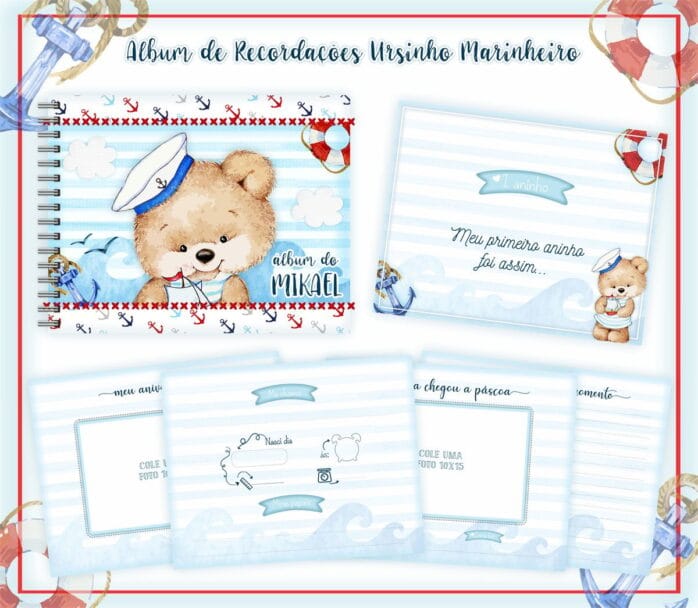 Livro Recordações Bebê Ursinho Marinheiro